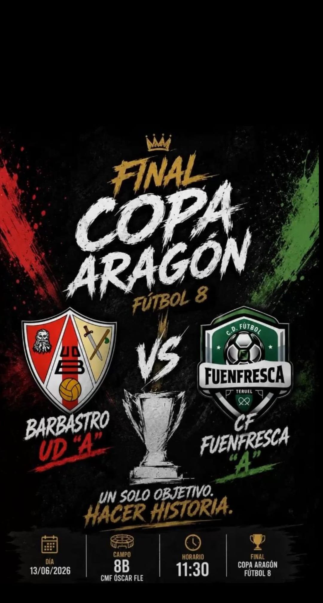 El Alevín «A», campeón de liga, disputa la final de la Copa Aragón en Zaragoza