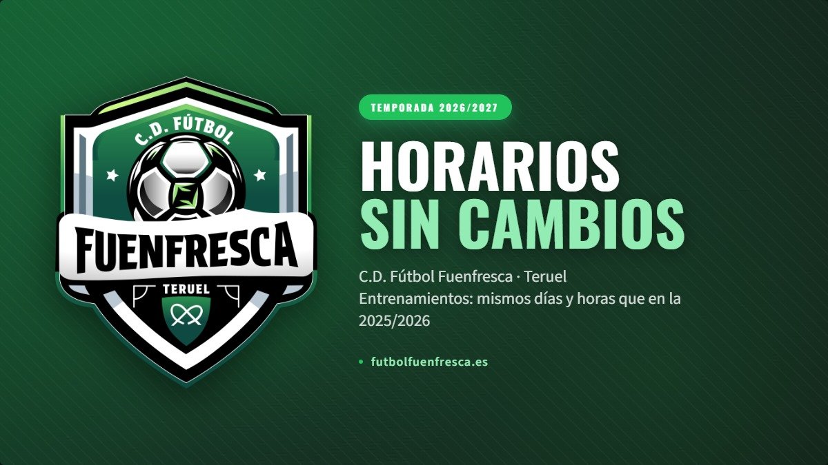 Los horarios de entrenamiento se mantienen en la temporada 2026/2027